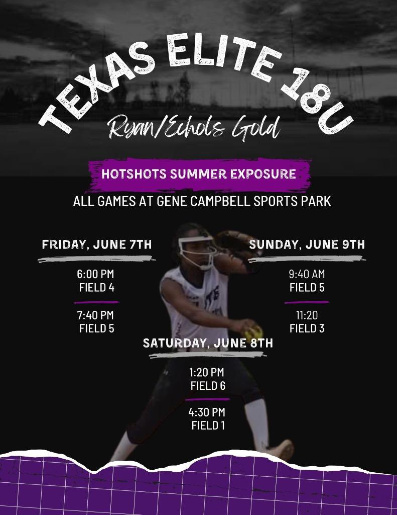 Rivera_Bella2's tweet photo. Games start today! Come out support! 💜💜 @texaselite18s https://t.co/pcb15LEFDf