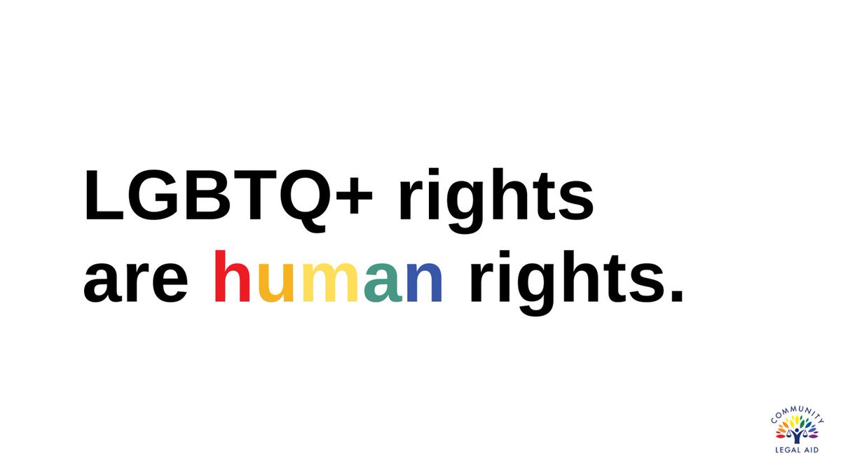 LGBTQ+ rights are human rights. We are committed to providing legal aid and advocacy for the LGBTQ+ community to ensure fairness and justice. 

Contact us for support at communitylegalaid.org