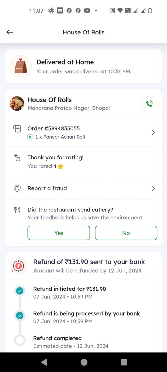 Achran1's tweet photo. @zomatocare @zomato 
 i ordered aachari roll from pure veg restaurent, and i got chicken, your customer care chat support blocked me. We are jain and pure vegitarian. 
@VHP_INDIA
 
@fssaiindia https://t.co/IPhl16XXv7