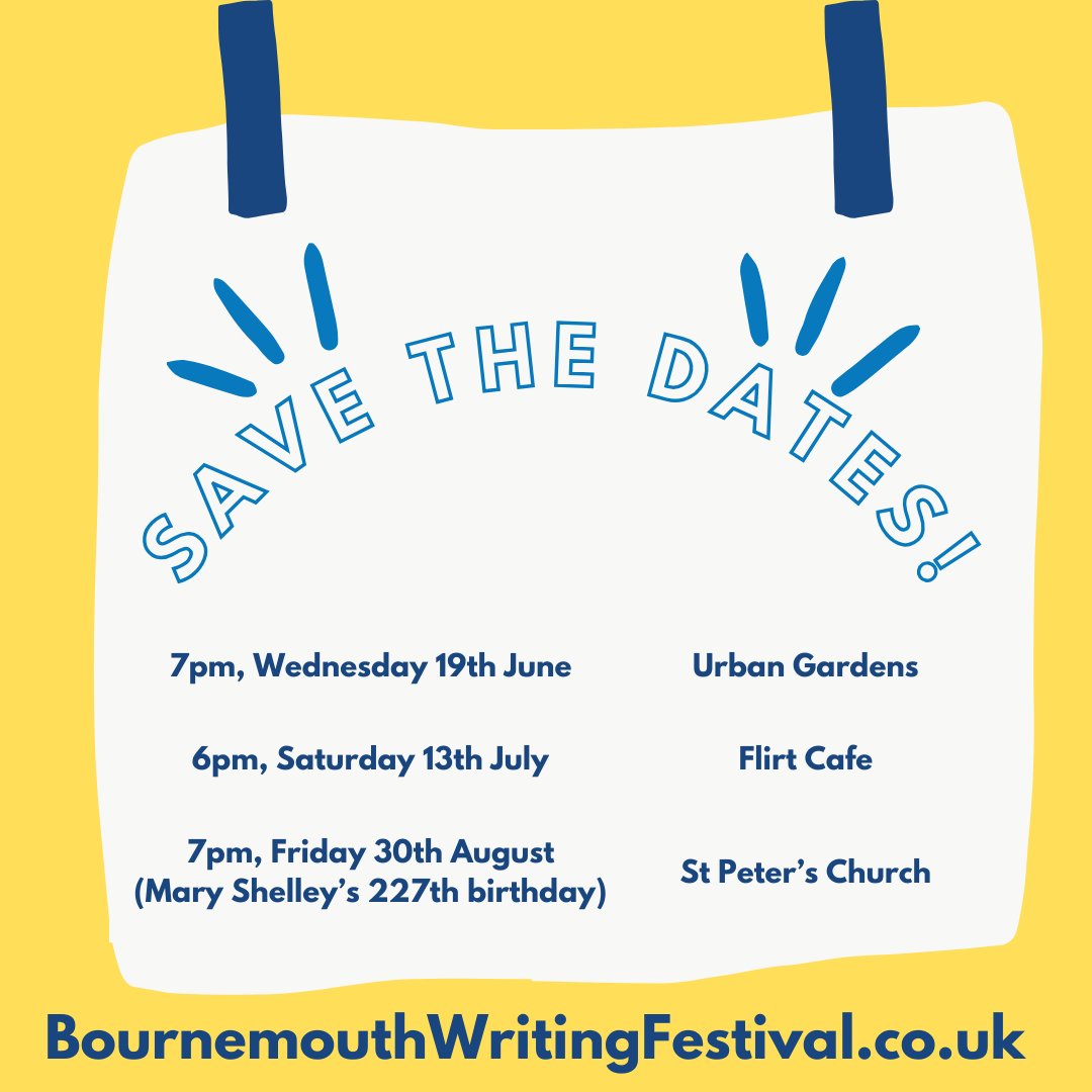 BmthWritingFest's tweet photo. The dates for the next THREE networking events have been released! Put them in your diaries #writers!
To book June or July, visit the website: https://t.co/b5BsOd5Pz9
#writingcommunity #amwriting #bournemouth #dorset #writerslife #networkingevent #networkingforwriters https://t.co/GhmfRYC2NY
