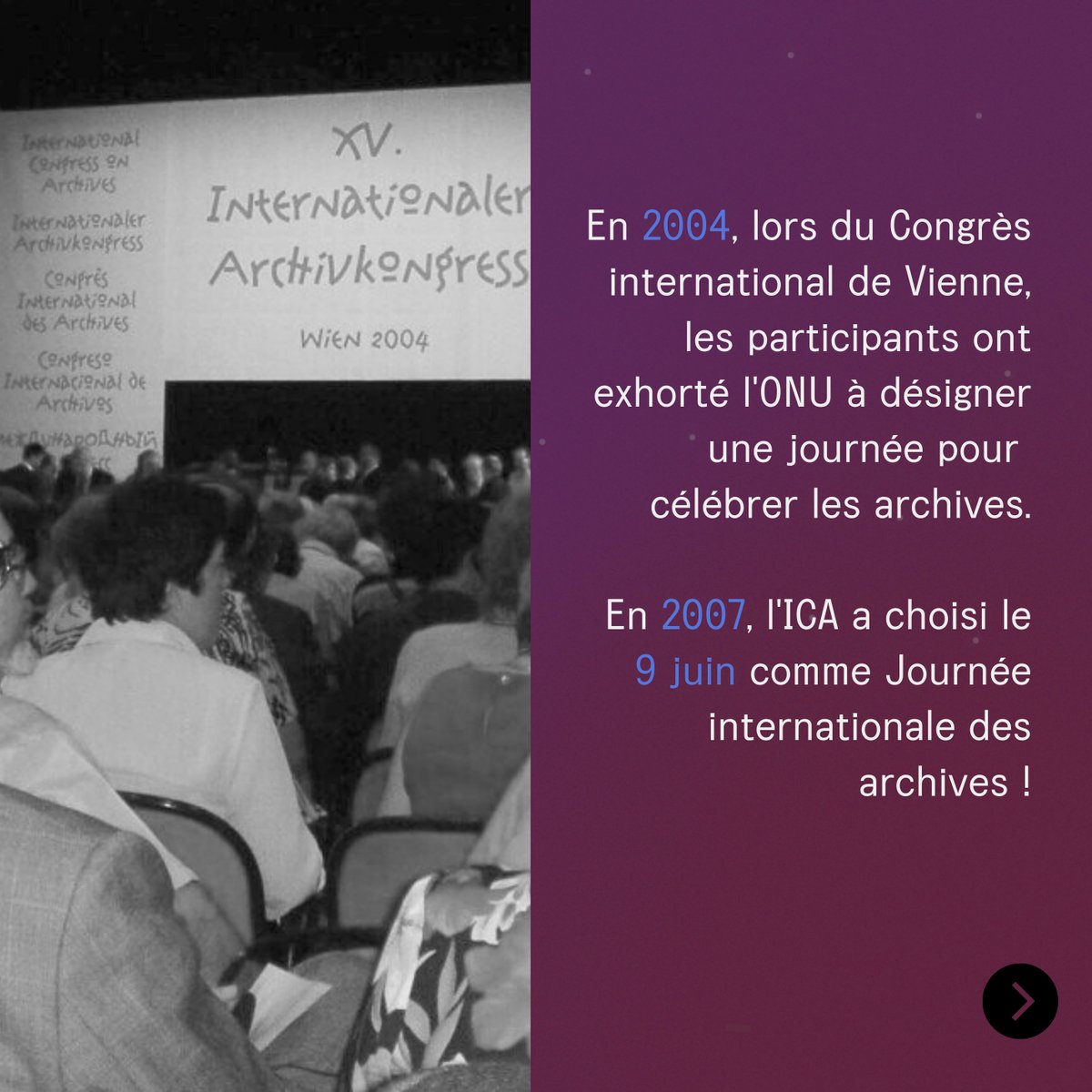 ICArchiv's tweet photo. 🎉 Joyeuse Journée Internationale des Archives ! Vous êtes-vous déjà demandé pourquoi le 9 juin ? En 2007, cette date a été choisie car le ICA a été fondé ce jour-là en 1948 sous l’égide de l’UNESCO. 🌍✨

Partagez vos découvertes archivistiques avec #InternationalArchivesDay 💎 https://t.co/3hRM01ISqi