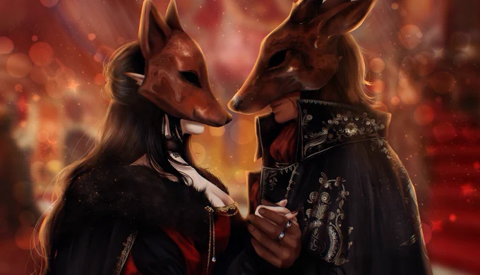 Fox and Deer at a Masquerade 