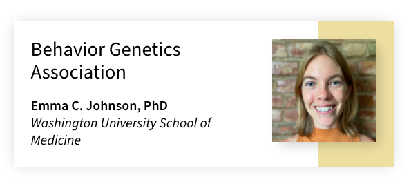 FABBS's tweet photo. 🎉 Congratulations to Dr. Emma C. Johnson @WUSTLmed on receiving the Early Career Impact Award! Nominated by @BehaviorGenetic for her major contributions to the field of behavior genetics. 

Read about her research on unpacking the nuance of genetic risk: https://t.co/Og6kxrVU5T https://t.co/Y5Jvp00RUG