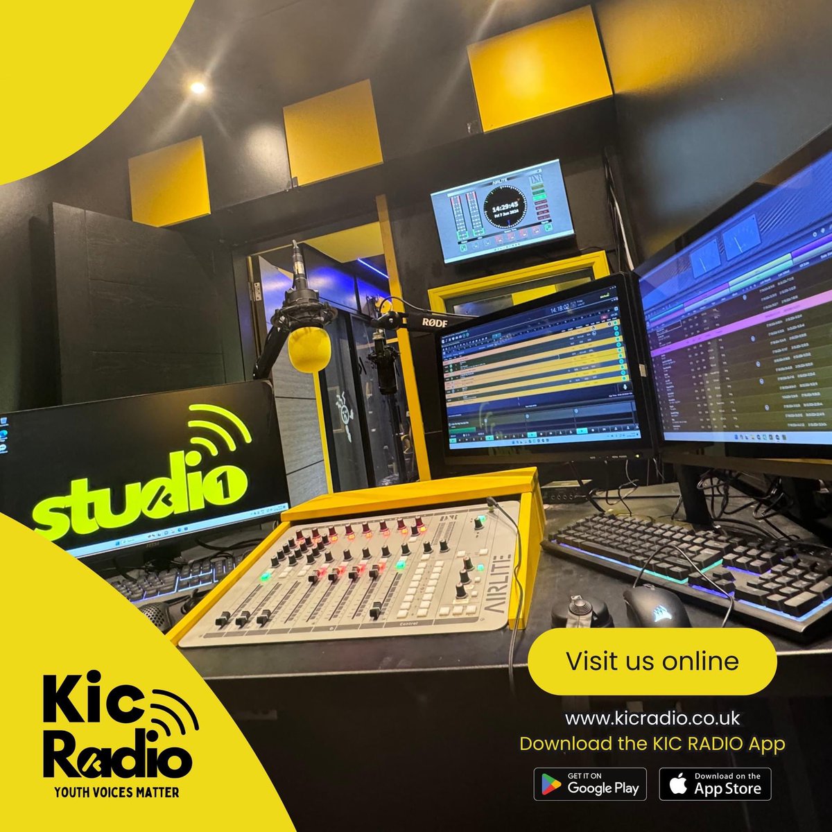 Our brand new studios are starting to take shape! Want to join the next wave of young people launching KIC Radio this summer?! Join us this Monday at Ormiston Shelfield Academy in Walsall from 5pm to find out more! Sign up here! shorturl.at/2RQ7k <a href="/ShelfieldCA/">Ormiston Shelfield</a>