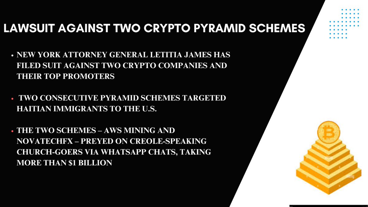 tamyresearch's tweet photo. Crypto frauds have again hit the US market.

Two schemes bilked investors out of more than $1 billion.

See more
💵💸🔦↘️ https://t.co/7azKM0DKvH