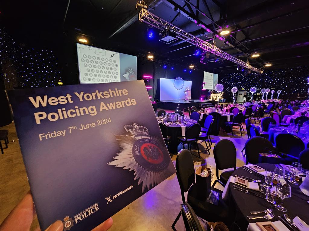 WestYorksPolice's tweet photo. We're live at the West Yorkshire Policing Awards 2024 - honouring the best that West Yorkshire Police has to offer.
 
Keep up to date with the winners across the night with #WYPAwards24 https://t.co/mq1VYc8M4X