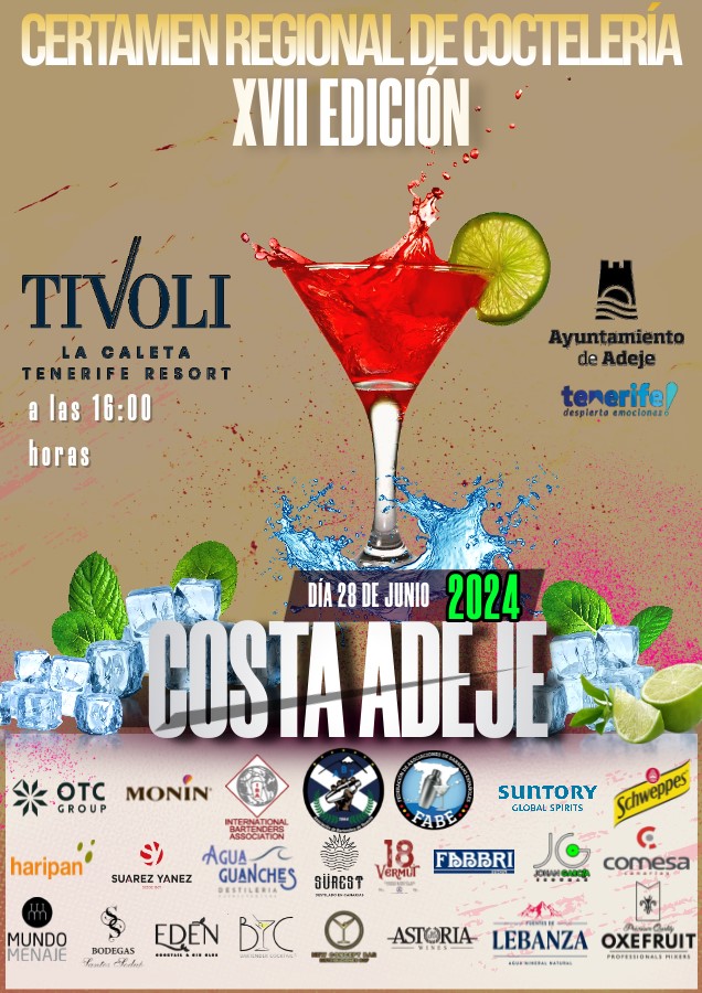 🍹✨ ¡La Fiesta de los Cócteles llega a Tenerife! XVII Certamen de Coctelería Costa Adeje 2024 🌴🎉
¡Prepárate para una experiencia única en la isla! El XVII Certamen de Coctelería Costa Adeje 2024 se llevará a cabo el 28 de junio en el Hotel Tivoli La Caleta Tenerife Resort.