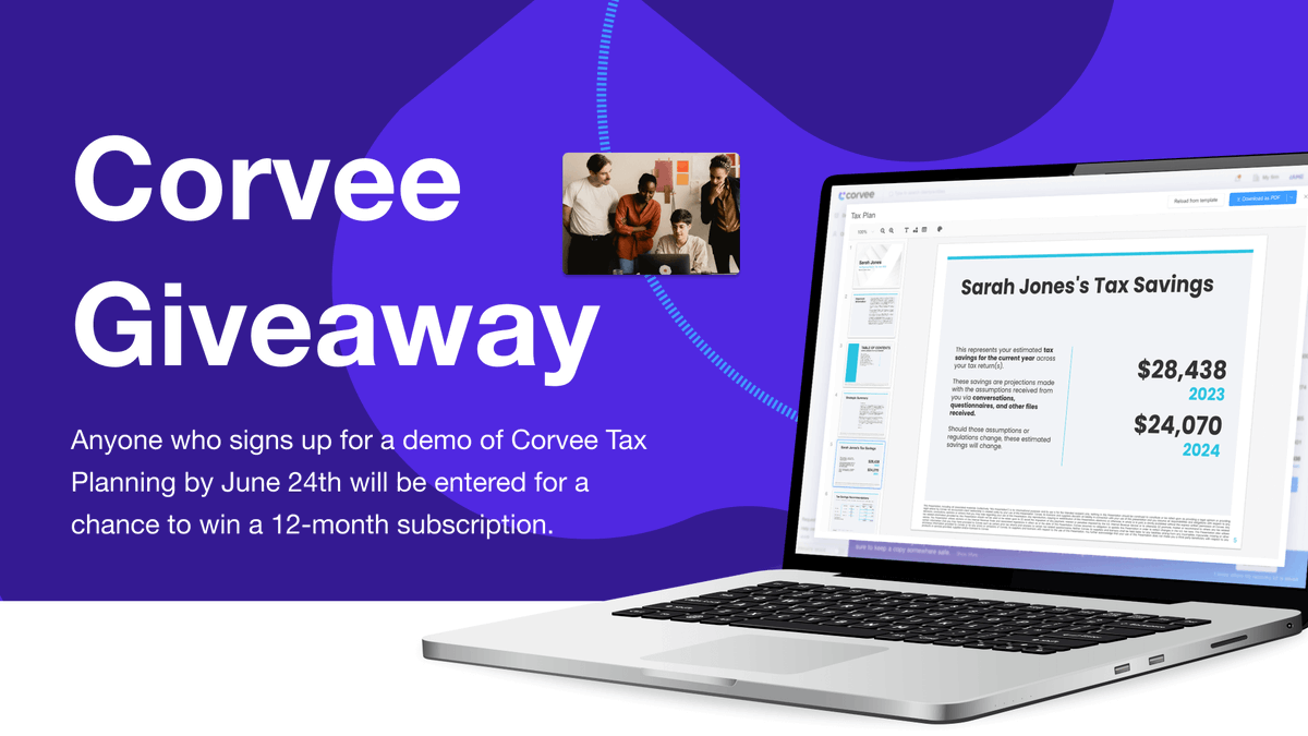 corveetax's tweet photo. Sign up for a free Corvee demo today and you could win a 12-month subscription! #taxtwitter https://t.co/BEwtAkJ6BM
