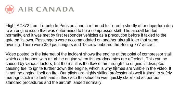 AirCanada's tweet photo. Update on flight AC872 from June 5: https://t.co/lkruMaM7KH