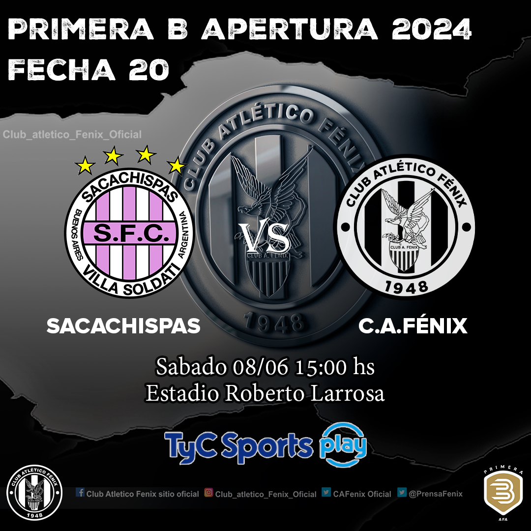 PrensaFenix's tweet photo. Apertura 2024
Fecha 20

⚽  Vs Sacachispas
📅  Sábado 08/06
🕣  15:00hs
🏟  Estadio Roberto Larrosa

#VamosFénix🦅 https://t.co/j9Lvpwit4F