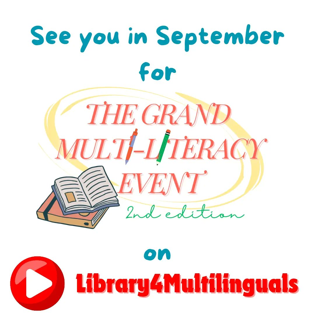 Additional topics for Grand Multi-literacy Event 😃

FREE, ONLINE, LIVE event on YouTube @Library4Multilinguals from Friday 27th to Sunday 29th September 2024

#TheGMLevent2 #biliteracy #lovetoread #Dyslexia #multilingualfamily