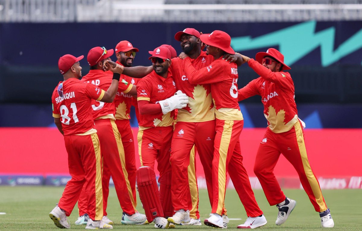 canadiancricket's tweet photo. On cloud nine making 🇨🇦 proud ❤️

#CANvIRE #weCANcricket #T20WorldCup

@icc @t20worldcup 

📷 ICC/Getty https://t.co/NQ3G4q2nuW