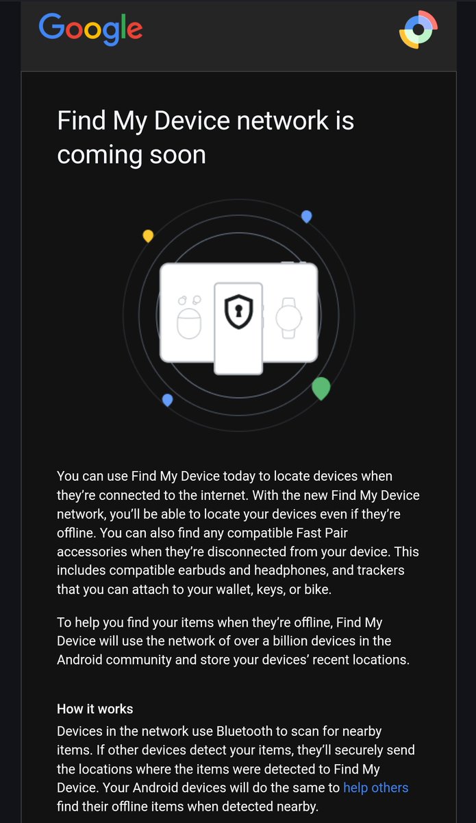 Nitesh805181's tweet image. Find My Device Network is coming soon. 📱🌎
@Google #FindMyDevice #FindMyDeviceNetwork

📲 With this you can locate your devices even if they are offline.