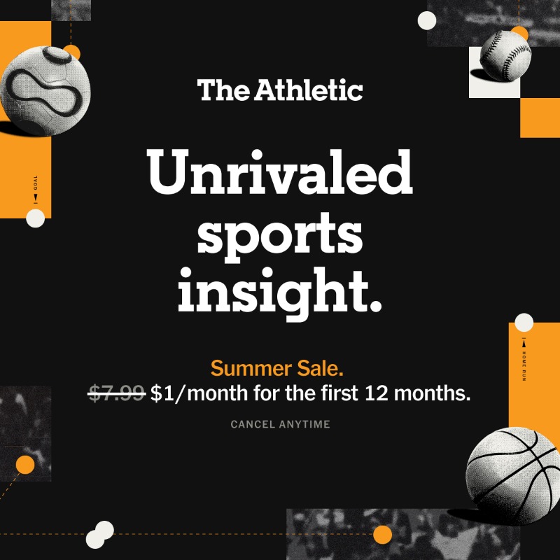 TheAthletic's tweet photo. The sale is on. Save now on rigorous, on-the-ground sports reporting.