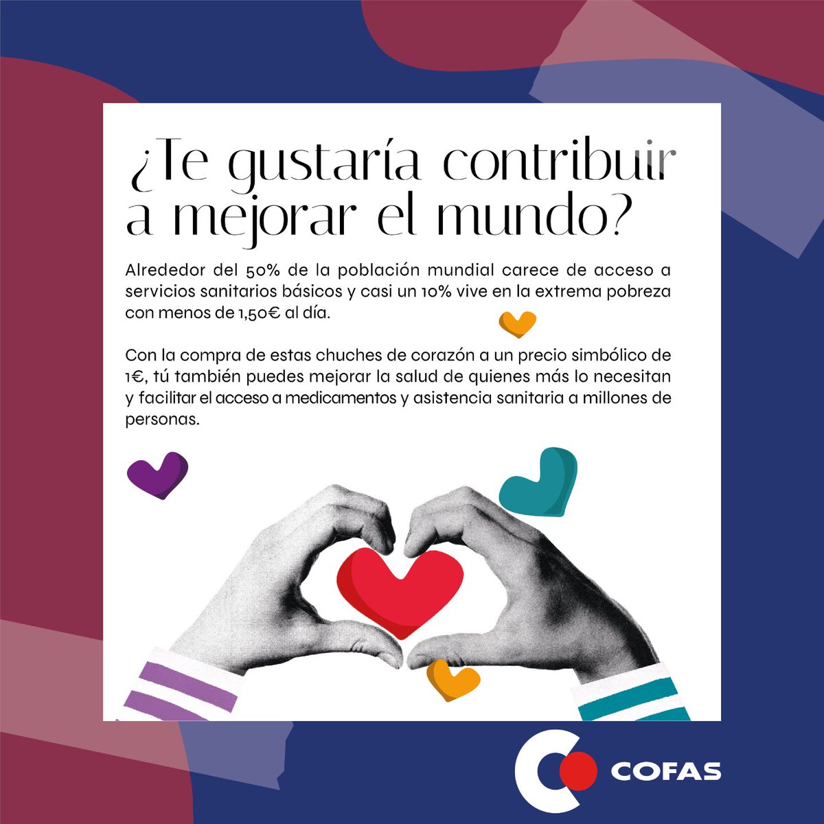 iCOFAS's tweet photo. Disponible la campaña de @farmamundi en alianza con #Trolli en #COFAS
𝐓𝐔 𝐋𝐀𝐓𝐈𝐃𝐎 + 𝐒𝐎𝐋𝐈𝐃𝐀𝐑𝐈𝐎
Con la compra de estas chuches de corazón a 1€, puedes mejorar la salud y facilitar el acceso a medicamentos y asistencia sanitaria a millones de personas. https://t.co/UTgs1wYZkE
