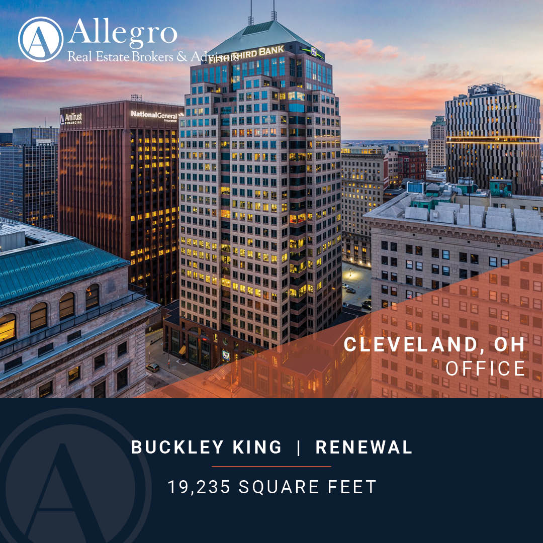 JUST CLOSED | Buckley King | Professional Services (Law Firm)
Pleased to have represented Buckley King on this transaction. 
#AllegroRealty #TenantRepresentation