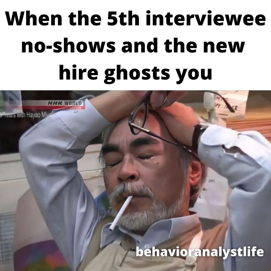 bxanalystlife's tweet photo. Story of all employers' lives in ABA. Follow @behavioranalystlife for ABA-relatable content https://t.co/8iic4YOe4z