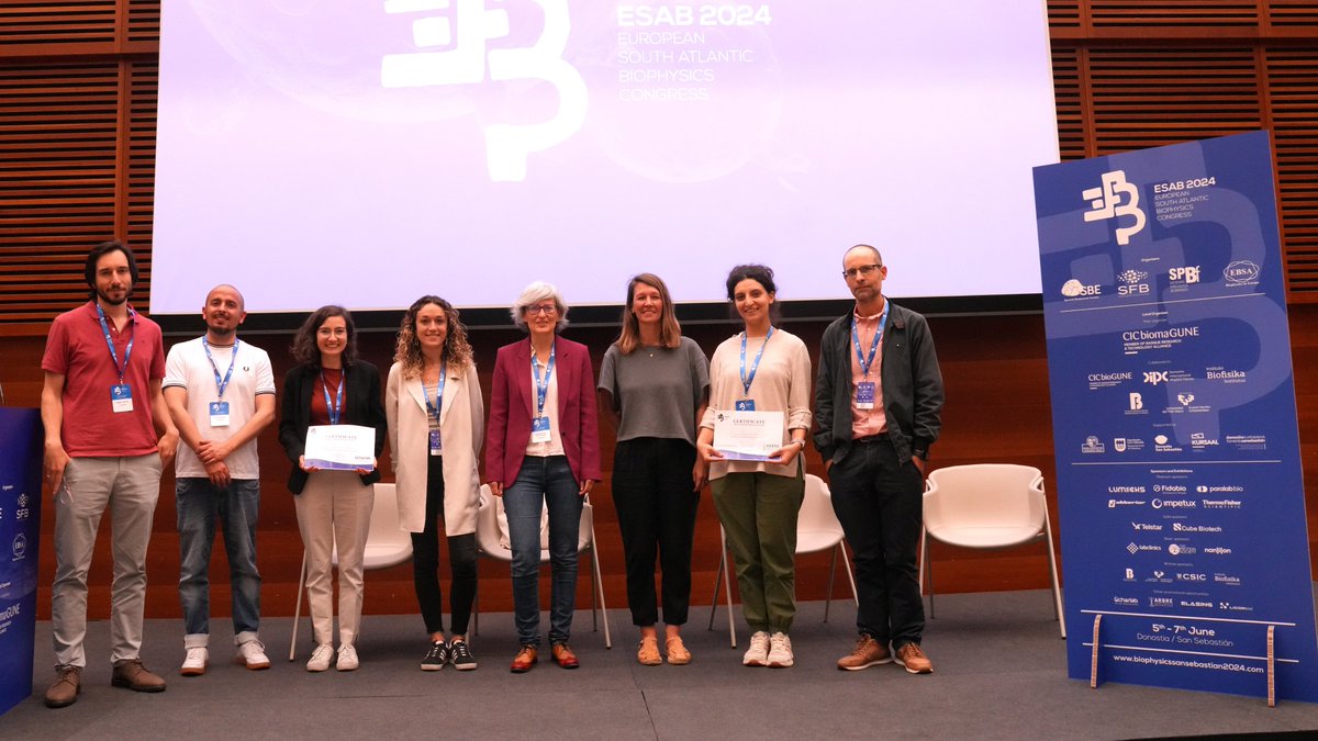 #ESAB2024
🎉 Congrats to the awarded scientist!!

👉Best oral communication sponsored by Scharlab:
Sara Otaegi-Ugartemendia, CNB-CSIC
👉Best poster communication sponsored by ARBRE:
Nicolás Moreno, BCAM
Vicky Ury-Thiery, University of Bordeaux

#biophysics #science #research
