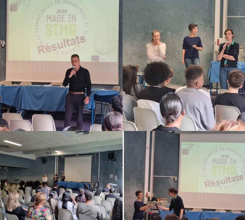 Made in STMG : Une année de projet entrepreunarial innovant pour nos élèves de 1ère STMG. Merci à tous les professionnels des jurys. Les élèves récompensés participeront en terminale à un voyage pédagogique