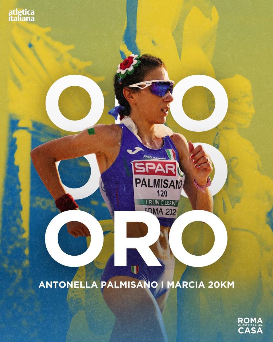 atleticaitalia's tweet photo. 🥇  𝐀𝐍𝐓𝐎𝐍𝐄𝐋𝐋𝐀𝐀𝐀𝐀 𝐈𝐋 𝐏𝐑𝐈𝐌𝐎 𝐎𝐑𝐎 𝐄’ 𝐍𝐎𝐒𝐓𝐑𝐎!!!

Antonella Palmisano conquista l’Europa! Medaglia d’oro nella 20 km di marcia agli Europei di Roma, è un dominio assoluto tra i Marmi e lo stadio Olimpico! Fantastico argento per Valentina Trapletti https://t.co/RMxMyGOx5w