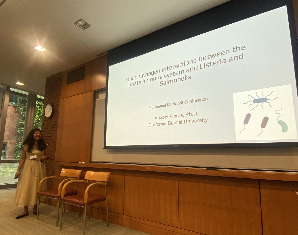 Dr. Samuel M. Nabrit Conference (@samuelnabritcon) on Twitter photo - Anabel Flores, PhD, faculty at <a href="/calbaptist/">California Baptist University (CBU)</a>
“Host pathogen interactions between the innate immune system and Listeria and Salmonella” - Anabel Flores, PhD, faculty at <a href="/calbaptist/">California Baptist University (CBU)</a>
“Host pathogen interactions between the innate immune system and Listeria and Salmonella”