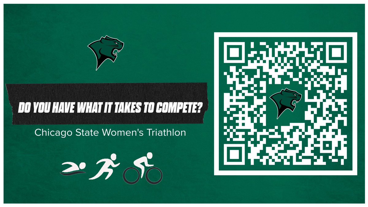 Calling on Women’s Athletes with swim team, running and biking experience

Chicago State University wants you to join the inaugural women’s triathlon team

Debuting this fall, women’s triathlon is an NCAA DI scholarship sport

Be a part of the historic first season!

#triathlon