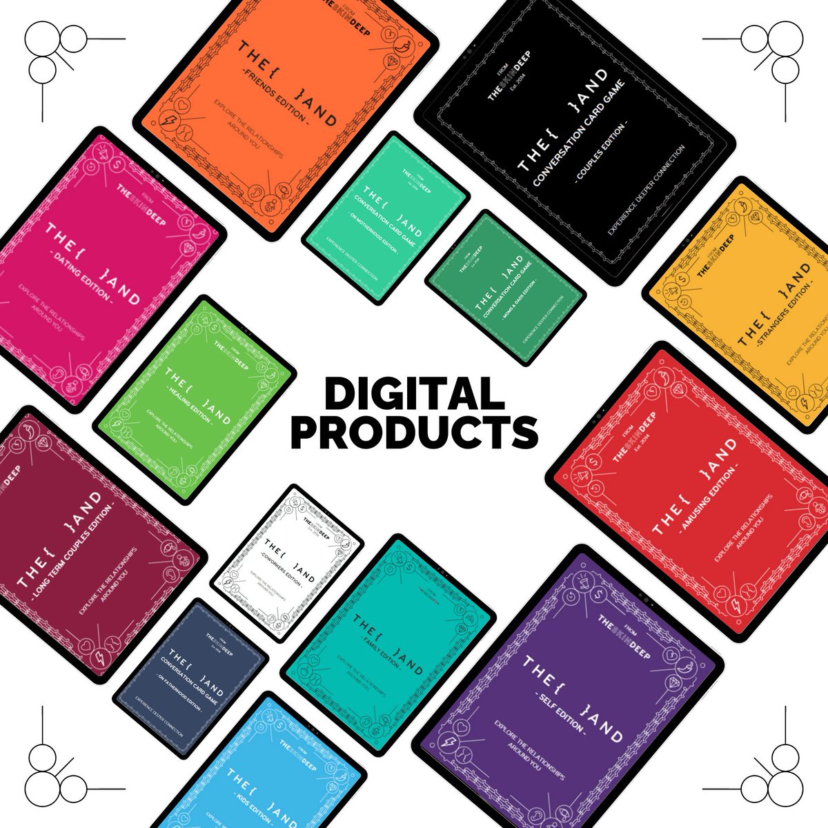 Experience deeper connection anywhere, anytime with anyone. Have deeper, unique conversations anywhere you go with {THE AND} digital products, an experience from The Skin Deep.

Available in multiple languages at theskindeep.com/shop

#cardgame #game #love #theskindeep #theand