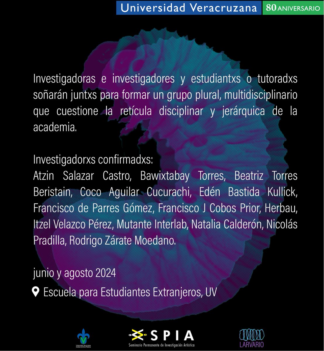 SeminarioSPIA's tweet photo. Estamos emocionadxs por este nuevo proyecto que el #SPIA ha estado preparando con muchísimo entusiasmo y amor 🐛 💜

#LARVARIO es un laboratorio para la experimentación a través de la investigación artística 🔎 Será un honor y un placer aprender junto con grandes figuras.🐛 💜 https://t.co/LtqF29Qisw