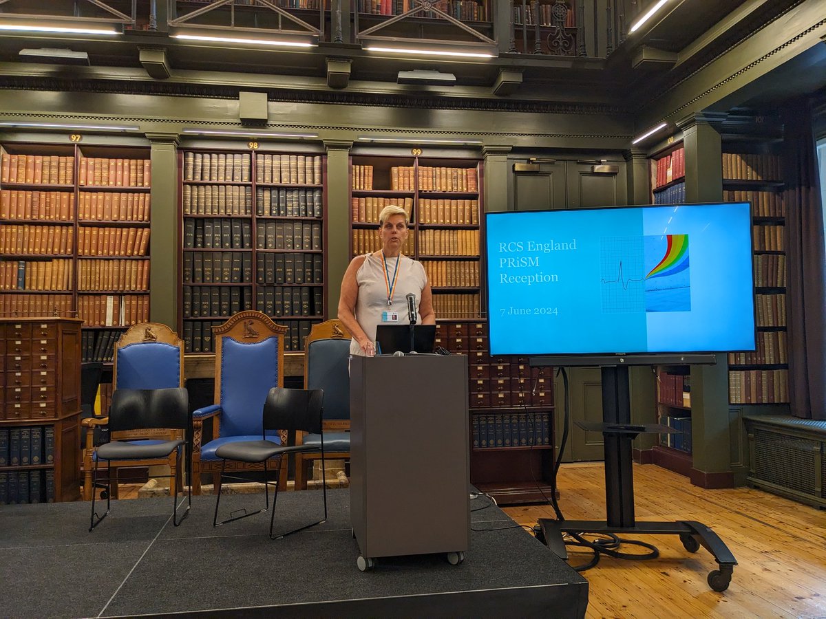 PRiSM_Surgery's tweet photo. We are here at @RCSnews to celebrate Pride Month! @GinnyAB is beginning the talks with a review of the current culture and the treatment of LGBTQ+ people in the UK and in healthcare.
#PrideInSurgery https://t.co/B2l6kSazhe