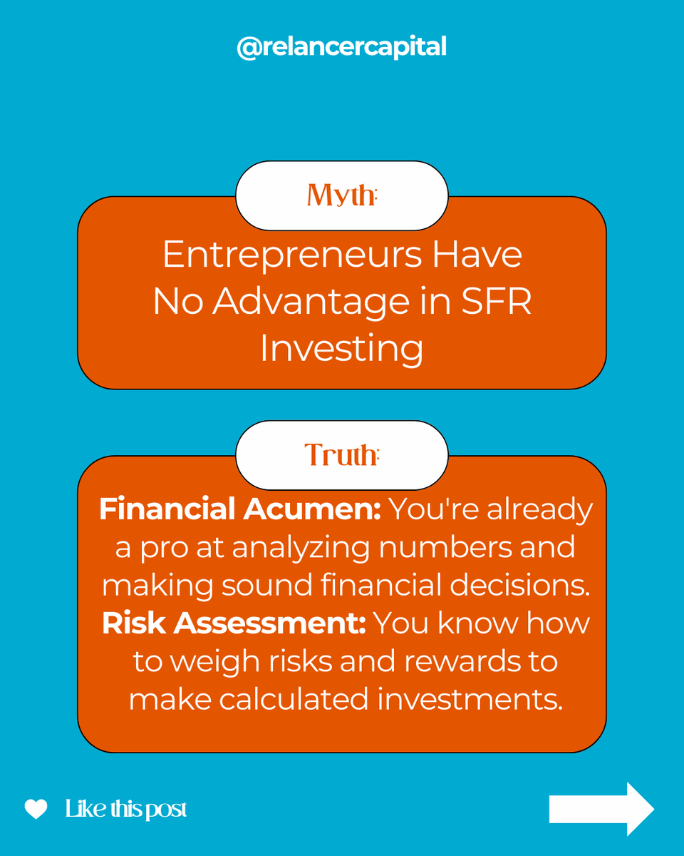 RelancerCapital's tweet photo. Entrepreneurs already have the skills to WIN in SFR game. 💪
#SFRInvesting #RealEstateInvesting #Entrepreneurs #PassiveIncome #FinancialFreedom #RelancerCapital https://t.co/LW2wlMtnzK