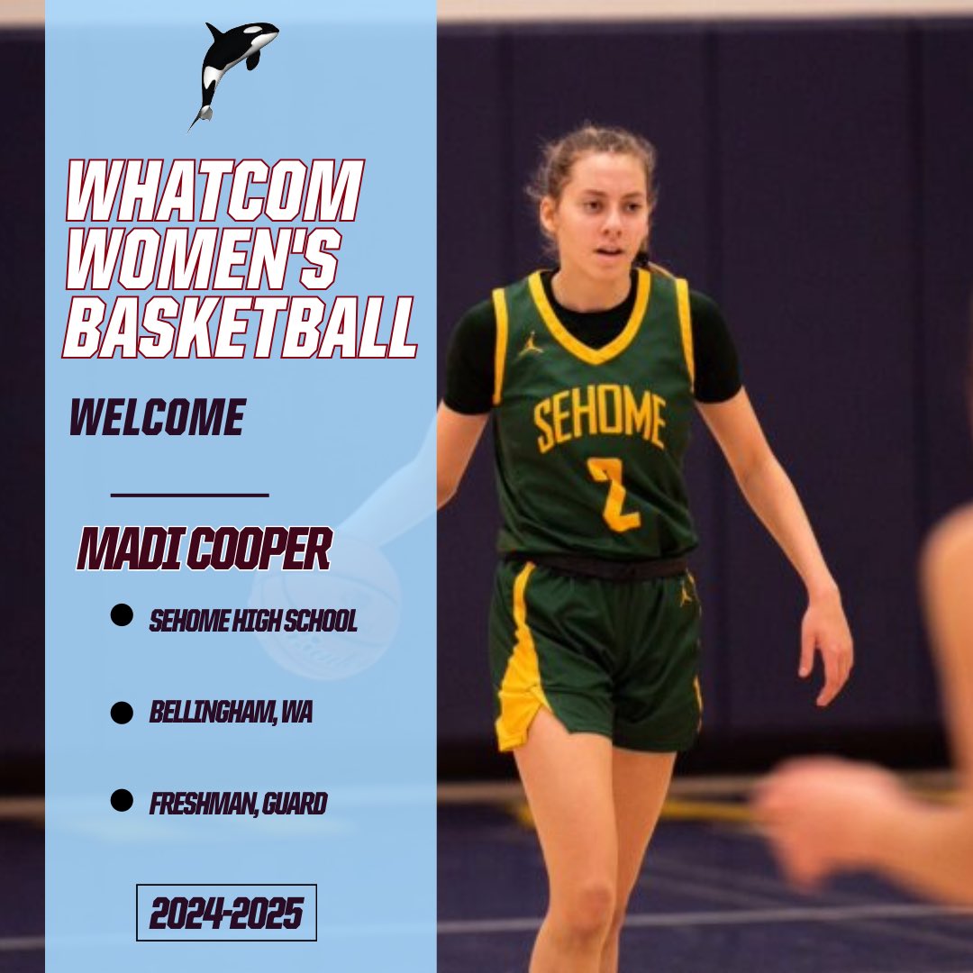 WhatcomCCWBB's tweet photo. 🏀Welcome New Orca, Madi Cooper 🏀
Madi will be a freshman guard for the ‘24-‘25 team. She is from Bellingham,wa where she went to school at Sehome Highschool
#basketball
#whatcomcommunitycollege
#goorcas🏀 https://t.co/FKp5RB7yoY