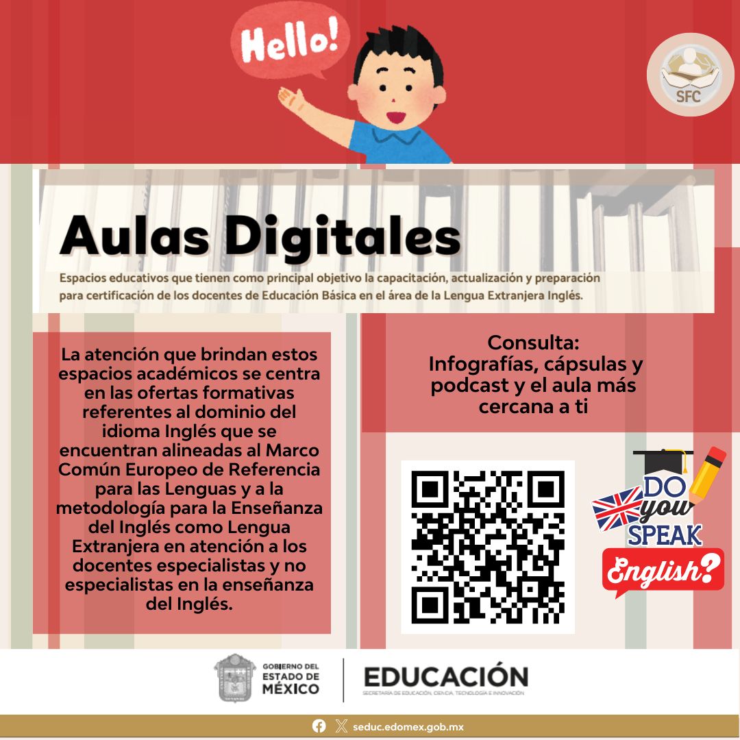 SubdireccionC's tweet photo. Te invitamos a consultar el material Aulas Digitales que tienen como principal objetivo la capacitación, actualización y preparación para los docentes de Educación Básica en el área de la Lengua Extranjera Inglés. 
https://t.co/xacI48uyxa https://t.co/i6oqTdE5Ko