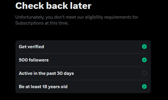 LOL <a href="/X/">X</a>   

Applied for monetization over a year ago and finally got a response. 

Guess this makes me "active", but not waiting another year, fuck that 🤣