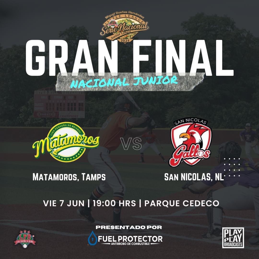 ¡Listo la gran final! Nos vemos hoy en punto de las 19:00 hrs para la final del #NacionalJunior el boleto a la Serie Mundial de 13-14 años a través de #PlayByPlay