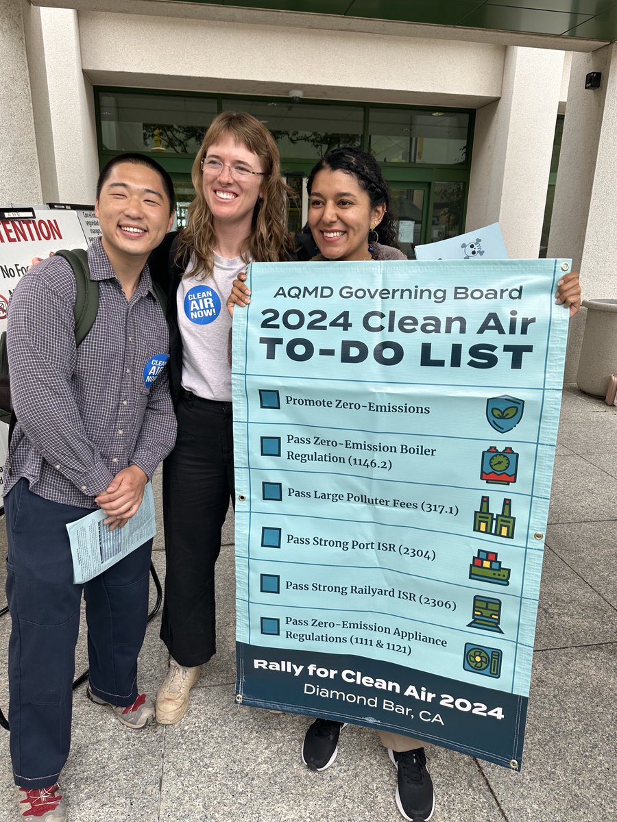 AmadorReyes6's tweet photo. Dear @SouthCoastAQMD board members, are you action oriented? Like me, are you a list maker? We got a list: pass polluter fees, pass ZE Boiler reg, pass Strong #RailyardISR, pass strong #PortISR, ZE Applliance Regs
Make 2024 a year for bold clean air action! #CleanAirNow https://t.co/o6eb797moN