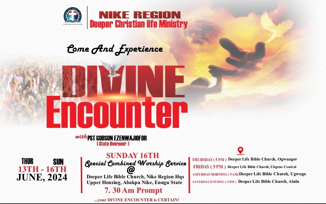Dclm_NikeRegion's tweet photo. Miracle awaits you. Plan to attend. 🔥 
#come #Jesus #encounter https://t.co/UNCe4FYldC