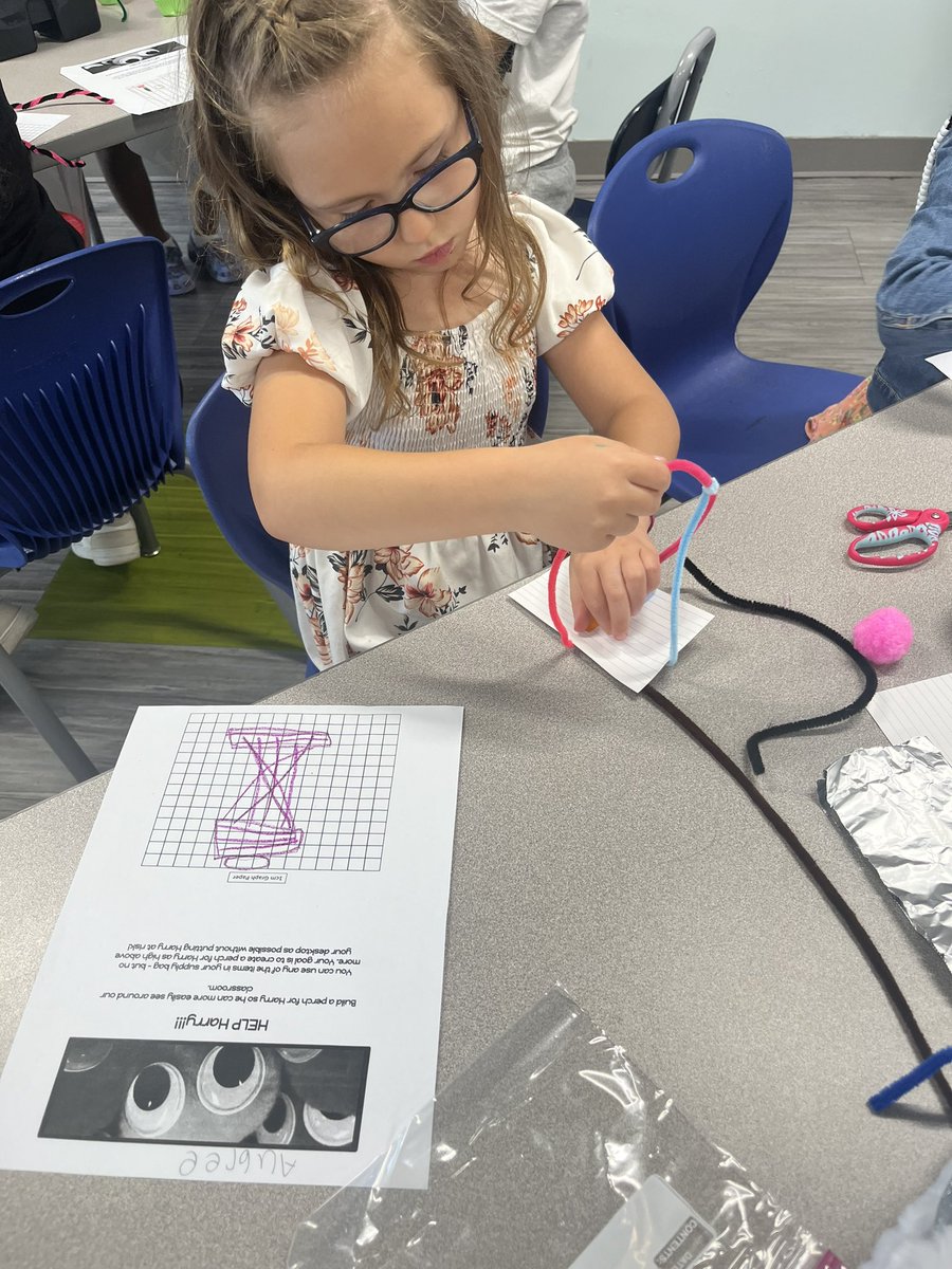 MsCookKC's tweet photo. #HelpHarry is under way!! Our first build day is starting off strong! Look at these amazing engineers designing, brainstorming and problem-solving to assist hair in being able to see the entire classroom from a perch they create. #futureengineers @HMC1Proud https://t.co/FbLrpTV9vJ