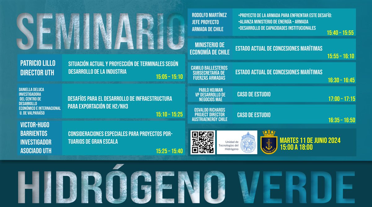 Armada de Chile (@armada_chile) on Twitter photo Este martes 11 de junio, alrededor de las 15:00 horas, no te pierdas el seminario "Hidrógeno Verde" organizado en conjunto con <a href="/ucatolica/">Universidad Católica</a>
Podrás verlo en vivo en youtu.be/_B4WH22N-ek 👈
¡Te esperamos!
#ArmadaPorChile Este martes 11 de junio, alrededor de las 15:00 horas, no te pierdas el seminario "Hidrógeno Verde" organizado en conjunto con <a href="/ucatolica/">Universidad Católica</a>
Podrás verlo en vivo en youtu.be/_B4WH22N-ek 👈
¡Te esperamos!
#ArmadaPorChile