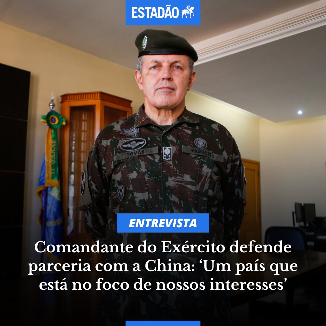 Estadao's tweet photo. ENTREVISTA | TOMÁS PAIVA

Comandante do Exército defende parceria com a China: ‘Um país que está no foco de nossos interesses’; leia a entrevista em @EstadaoPolitica > https://t.co/ZpKf8hkwLU

Foto: Wilton Junior/Estadão https://t.co/xPY9CNB9yV