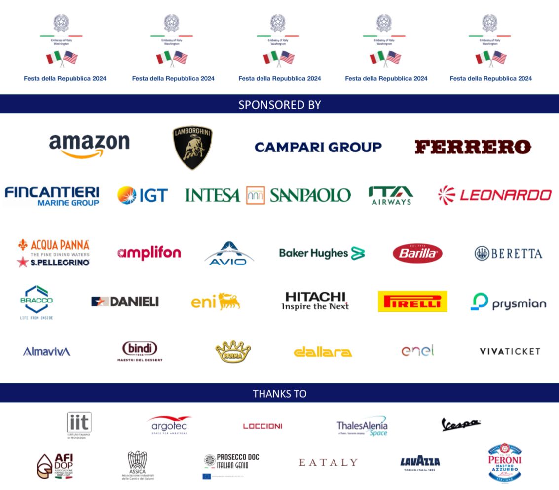 Grazie to all partners and sponsors for an extraordinarily successful #FestadellaRepubblica in Washington DC! Our “Made in Italy” 🟢⚪️🔴 always shines through!