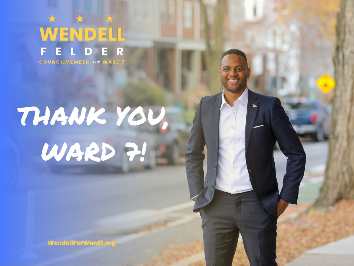 Yesterday, we were named the projected winner of the #Ward7 Council race. This win is a testament to the collective effort of our community. Your unwavering support &amp; dedication over the past 7 months made this possible, and I am deeply grateful. THANK YOU!
