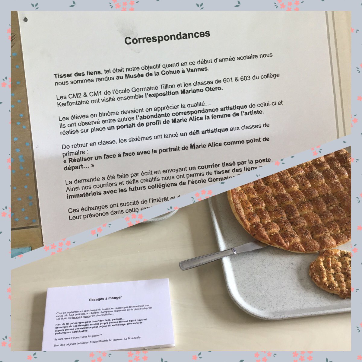 Jeudi soir au collège : vernissage sur 2 collèges d’une exposition inter-cycles et inter-établissements sur la thématique du tissage. Des élèves de tout âge fiers de présenter leurs travaux ! #collegekerfontaine #EAC #artsplastiques #vernissage #tissage #tisserdesliens #artiste