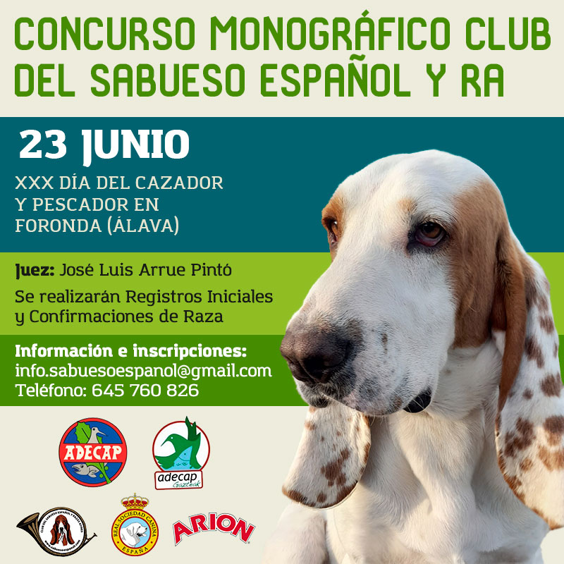 XXX DIA CAZADOR Y PESCADOR. Domingo 23 de junio en FORONDA (ALAVA)
#diacazador #DIACAZADORYPESCADOR #sabuesoespañol