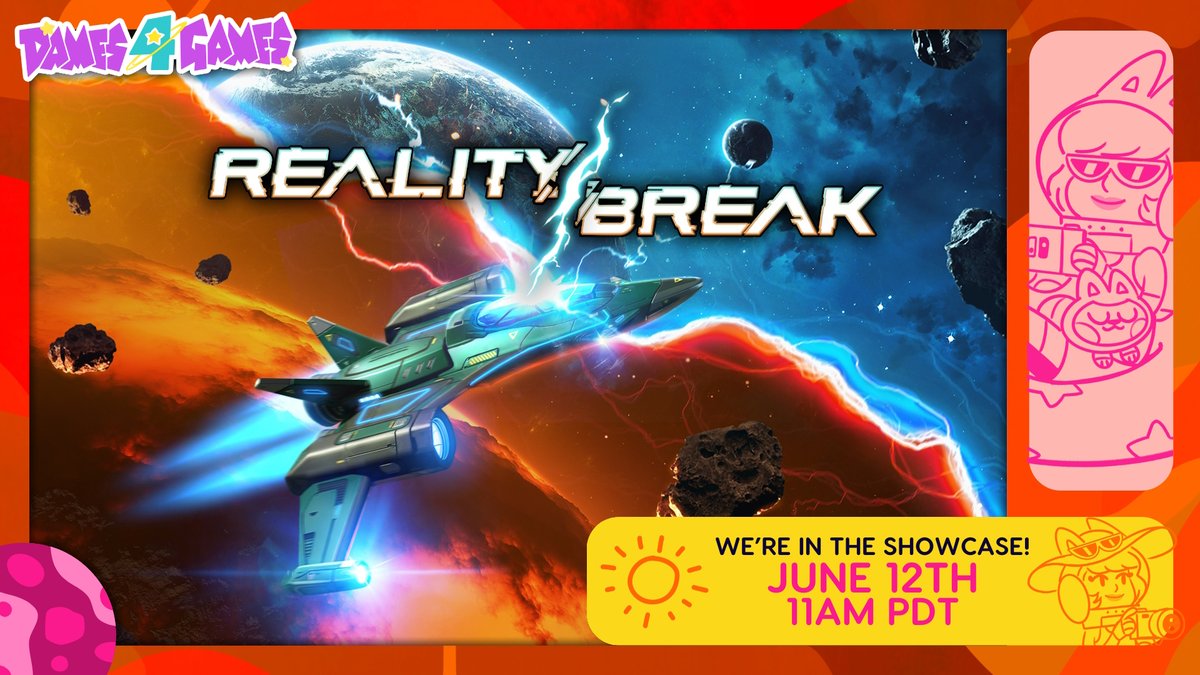 ElementGamesDev's tweet photo. I am personally quite excited for Reality Break to be part of the Dames 4 Games Summer 2024 Showcase! New trailer coming June 12th ;) https://t.co/oDarlc6nZC