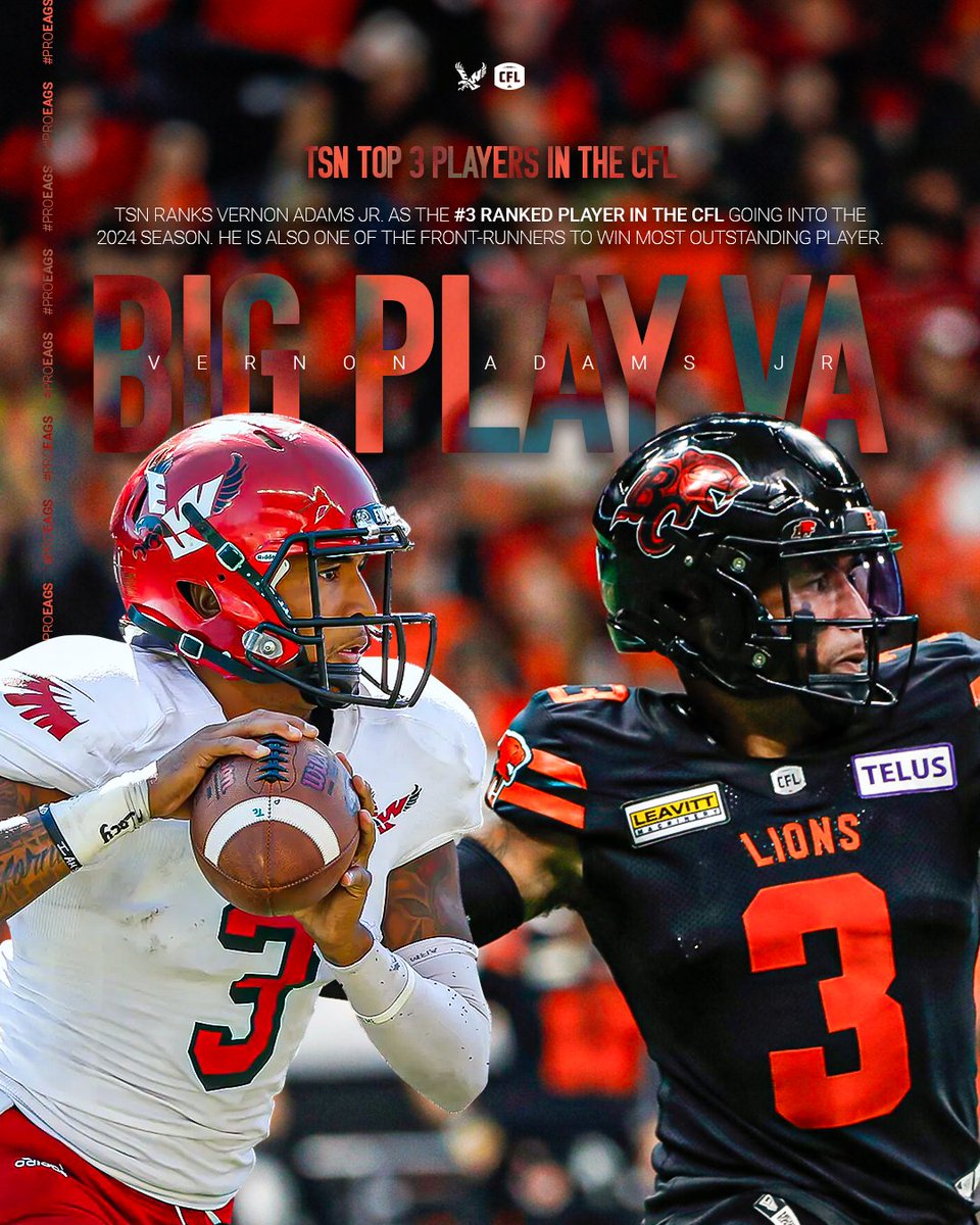 EWUFootball's tweet photo. They call him Big Play VA for a reason 🔥

Vernon Adams Jr. was ranked the number 3 player in the CFL going into the 2024 season by TSN!

#GoEags #EKG #ProEags https://t.co/sY0DCt8LCb