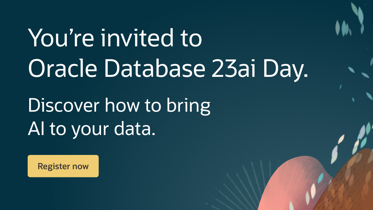 Hurry—save your spot to see #AI Vector Search in action on <a href="/OracleDatabase/">Oracle AI Database</a> 23ai Day in Redwood City, California, on June 18, 2024. 
social.ora.cl/60145MKpn