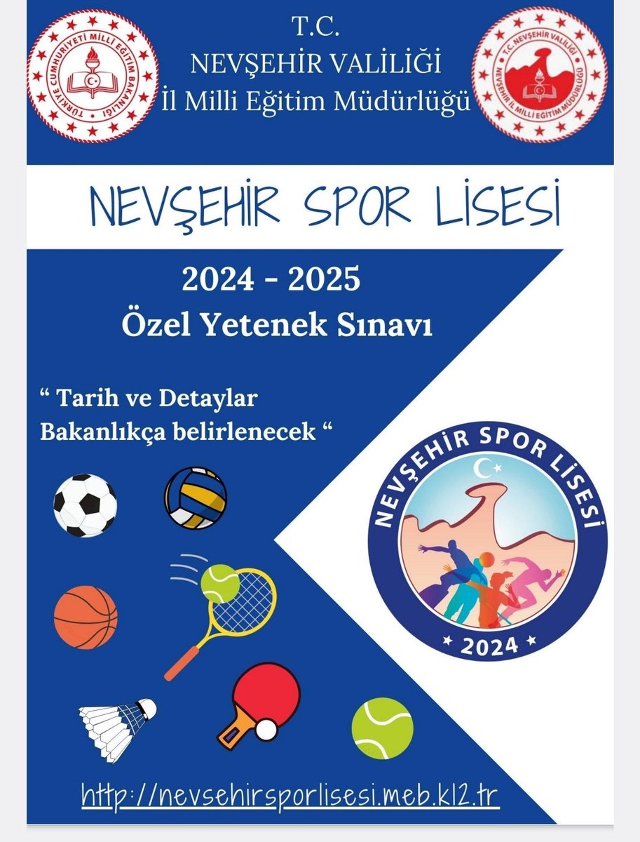 Nevşehir Spor Lisesi özel yetenek sınavı ile öğrenci alacak