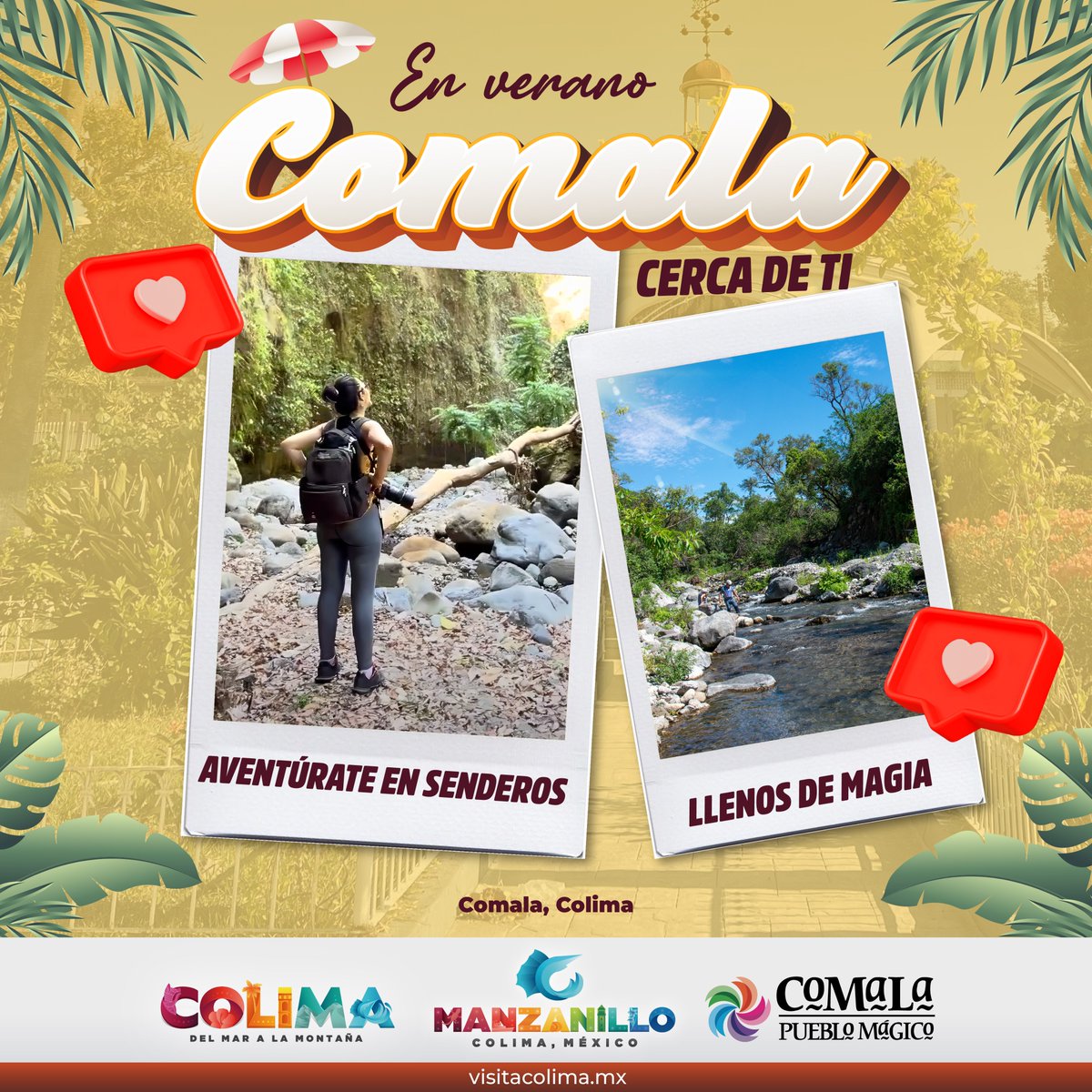 ¡Vive los encantos de Comala este verano!  🏞️ Recorre sus senderos entre paisajes espectaculares y llenos de magia. ¡Cada paso es un viaje en el tiempo!