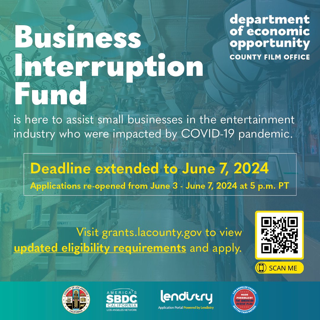 LA_VBOC's tweet photo. Today is the LAST DAY for businesses serving the entertainment industry to apply for pandemic relief. Apply now at

https://t.co/6LBIpcnA53 https://t.co/Gl66qWf2me