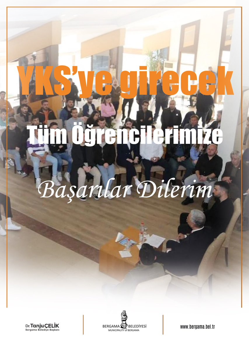 Bergama Belediye Başkanımız Prof. Dr. Tanju ÇELİK, YKS’ye girecek tüm öğrencilere başarılar diledi.